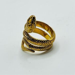 Gold tone textured Snake Ring size 9